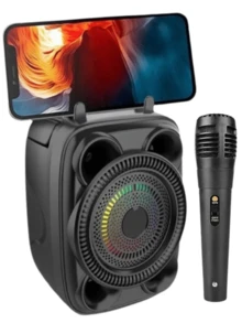 Bluetooth Speaker With Microphone Input, Led, Usb, Fm - 黑色 - 查看 2
