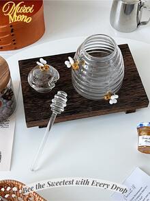 <Bee The Sweetest With Every Drop>, 1 szt. 450 ml kreatywny szklany słoik na miód z motywem pszczół i mieszadłem, borokrzemianowy, odporny na ciepło słoik do przechowywania