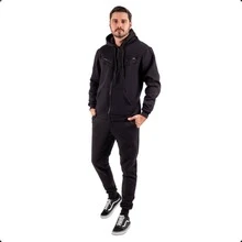 Sweatshirt And Pants Set With Pocket Unisex Tracksuit Kit - 黑色 - 查看 2