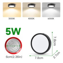 CANMEIJIA 1 件黑色铝制 LED 嵌入式吸顶灯，室内表面安装筒灯，聚光灯，AC185-265V，3 种色温模式（暖白、自然白、冷白），小巧尺寸，高输出，适用于卧室、客厅、厨房、浴室、购物中心 - 黑色明裝筒燈 - 查看 15