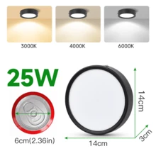 CANMEIJIA 1 件黑色铝制 LED 嵌入式吸顶灯，室内表面安装筒灯，聚光灯，AC185-265V，3 种色温模式（暖白、自然白、冷白），小巧尺寸，高输出，适用于卧室、客厅、厨房、浴室、购物中心 - 黑色明裝筒燈 - 查看 13
