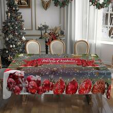 1/20pcs Christmas Tablecloth, Warm And Festive Christmas Ball Pattern Tablecloth, Happy Theme, Christmas Decoration, Suitable For Restaurants, Kitchens, Holiday Parties, Perfect For Home Decoration, Merry Christmas - Multicolor - View 2