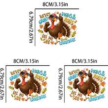 1/2/3pcs Thanksgiving Turkey Wearing Glasses Iron-On Heat Transfer Stickers - Maple Leaf & Letter Pattern Vinyl Decals For DIY T-Shirts, Jeans, Masks, Backpacks - Festive Fall Decor, Mixed Colors, Thanksgiving Decorations, Holiday Clothing Decals, Playful Design, Vibrant Color Quality