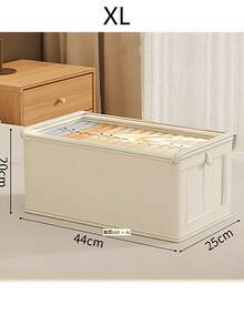 1 Piece Beige Linen Fabric Zipper Window Storage Box With Lid, Keep Your Home Clean And Tidy, Portable Fabric Storage Box, Moisture-Proof Underwear Storage Container, Foldable Wardrobe Storage Box, Suitable For Clothes, Pants, Socks, Underwear, Perfect For Home Use Bag For School School Accessories School Stuff