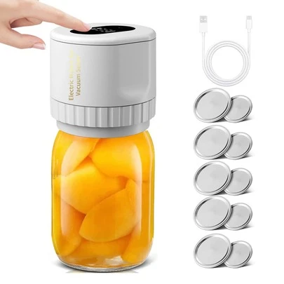 Automatic Electric Mason Jar Vacuum Sealer, One-Button Operation, Leak-Proof Sealing, Portable Food Preservation Equipment, Suitable For Regular And Wide-Mouth Jars And Cans, Freeze-Dried Food Storage, Kitchen Tool