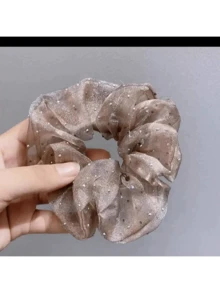 1/2/4pcs Hair Scrunchies, Women Rhinestone Mesh Hair Ties, Simple Ponytail & Bun Holders ,Scrunchy Head Accessories
