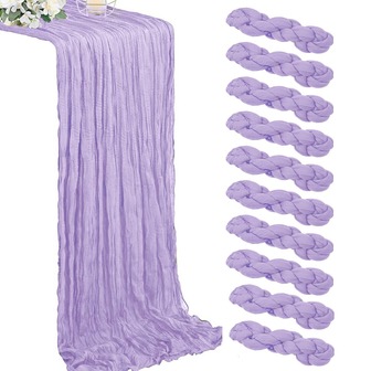 1Pc/5pcs/10pcs Light Purple Pleated Table Runner, Folding Tablecloth, Festive Birthday Decor Wedding Decor Holiday Home Decor Party Room Table Decoration Violet Table Cloth, Table Flag, Lilac Solid Color Table Cover, Birthday Decor Wedding Decor, 2025 New Year Decor, Party Favor, Babe Shower Party Decor