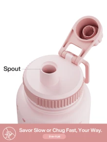 Powcan 40oz 不鏽鋼保溫運動水壺，附吸管與手柄蓋，寬口設計，雙層防漏，保冷 24 小時，保溫 12 小時 - 40oz粉紅蝴蝶結 - 查看 3