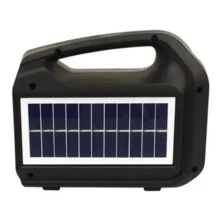 Bocina compacta, 3 pulgadas, inalámbrica con conexión bluetooth, entrada usb, tf, recargable, luz rgb + linterna y panel solar - Negro - Ver 3