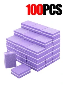 100片装指甲抛光块，抛光块指甲锉，100/180目，迷你指甲抛光块海绵双面指甲锉，适用于亚克力指甲的修甲工具