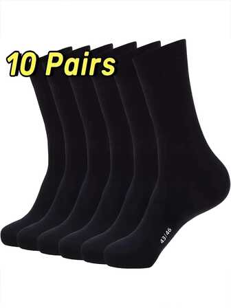 10/5/3 双装男士经典宽松商务袜，透气舒适，尺码 43-46，美国尺码 9-11，适合工作、会议和四季户外穿着。