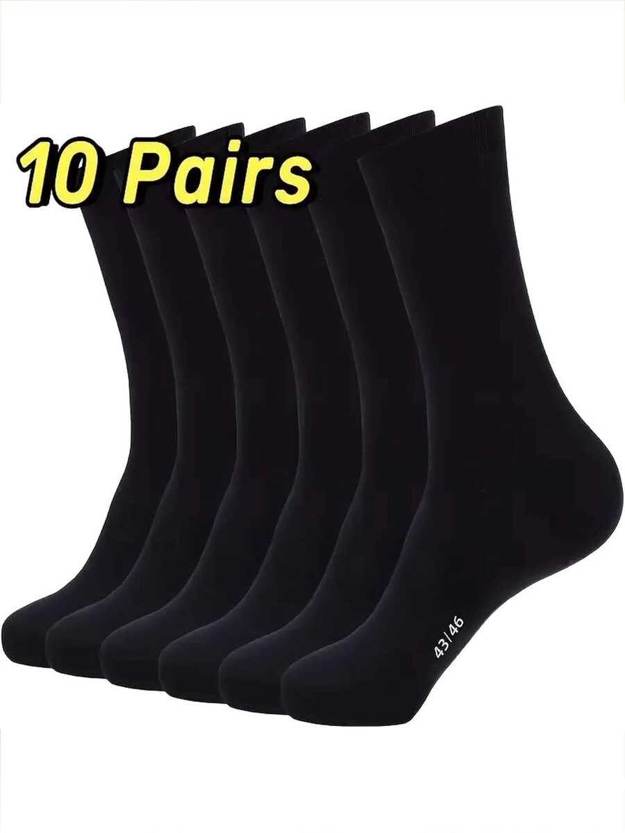 10/5/3 paia di calze classiche larghe da uomo, calze eleganti traspiranti e confortevoli, taglia 43-46, taglia USA 9-11, adatte per lavoro, riunioni e uso all'aperto in tutte le stagioni - Multicolore - Visualizzare 1