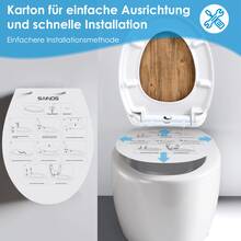Duroplast O-Shaped Toilet Seat With Automatic Lowering, Stainless Steel Hinge, One-Touch Quick Release And Easy Cleaning, Durable Material, Load Capacity Up To 180 Kg - 木頭 - 查看 5