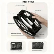 Inner Bag, Storage Bag, Black Digital Organizer, Gray Digital Organizer, Sports Camera, Photography Accessories, USB Flash Drive, Charging Cable, Classified Storage, Travel Portable Bag - 黑色1個裝 - 查看 4