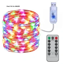 3 أمتار/5م/10م/20م/30م أضواء جنية LED، أضواء جنية تعمل بالطاقة من USB مع جهاز تحكم عن بعد، 8 أوضاع، أضواء نجمية خارجية، ديكور حفلات DIY وزفاف وعيد الميلاد (أبيض دافئ/متعدد الألوان/أبيض)، سلك نحاسي، 8 أوضاع، جهاز تحكم عن بعد - متعدد الألوان - مشاهدة 22