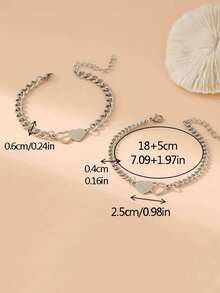 1pc Customized Stainless Steel Hollow Double Love Bracelet, Suitable For Couples, Valentine's Day And Anniversary, Can Customize Names, Birthdays, Exquisite Gift Bracelet, Christmas Gift, Halloween Gift