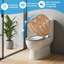 Duroplast O-Shaped Toilet Seat With Automatic Lowering, Stainless Steel Hinge, One-Touch Quick Release And Easy Cleaning, Durable Material, Load Capacity Up To 180 Kg - 木頭 - 查看 1