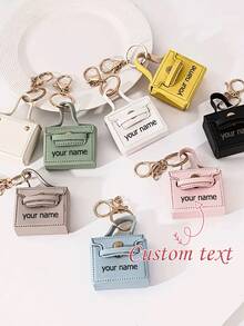 1pc Customized Rectangular Keychain - Personalized Name Engraved PU Leather Keyring, Multi-Color Options, Ideal For Valentine's Day Gift, Lipstick Holder, Car Key Accessory, Christmas Gift, Halloween Gift - Style 5 - View 12