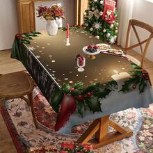 1/20pcs Christmas Tablecloth, Berry And Snowflake Pattern Print Design, Washable, Suitable For Home Kitchen, Restaurant, Party, Holiday Table Decoration, Banquet, Christmas Gift - Multicolor - View 2