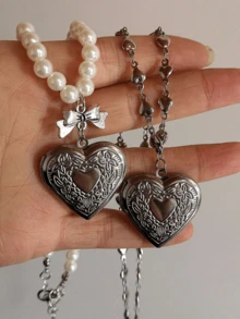 1 chiếc vòng cổ mặt trái tim vĩnh cửu phong cách Harajuku Gothic ngọt ngào, phù hợp cho phụ nữ, trẻ em gái, phụ kiện trang sức Punk cổ điển Y2K, quà tặng cho ngày lễ tình nhân, ngày của mẹ - Bạc - Xem 3