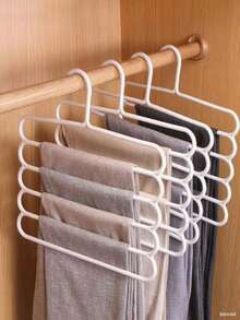 Multi Layer Pants Hanger - Clothing Forms A Space Saving, Non Slip Wardrobe Storage Container, Suitable For Scarves, Jeans, Pants With Multiple Layers Of Shelves And Sturdy Design (This Product Needs To Be Self-Assembled. Easy To Install And Operate), Spring, Minimalist, Summer Tops, Valentine's Day, Dormitory Utensils - Multicolor - View 12
