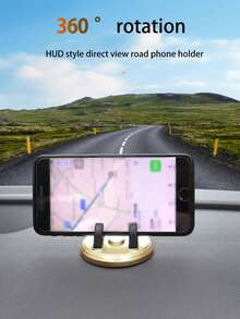 1pc Black/Gold/Silver/Rose Gold Multifunctional Disc-Type Car Dashboard Phone Holder, 360° Rotatable Vehicle Phone Clip Bracket, Adhesive Navigation Stand