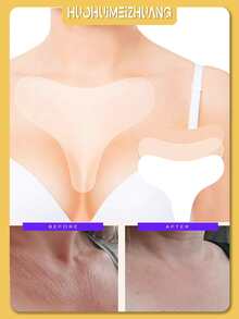 可重复使用胸垫硅胶透明去除贴片面部皮肤护理胸垫美容和个人护理工具亲肤胸部皱纹贴片，自粘式隔夜胸部贴片，使您的皮肤焕发活力 - 减少女性和女孩的衰老迹象