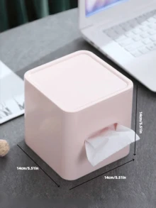 1pc Living Room/Bathroom Tissue Box, Cylindrical Paper Towel Holder For Home, Cute Minimalist Plastic Tissue Box, Square Tissue Box, Moisture-Proof, , Odorless, Simple & Elegant Design, Sturdy Material