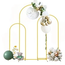3 Pack Metal Arch Backdrop Stand(7.2FT/6.6FT/6FT), Decorative Balloon Arch Stand, Easy Assembly Gold Wedding Arch, Stable Backdrop Arch Stand For Wedding Ceremony, Birthday Party, Baby Shower - 金色 - 查看 3
