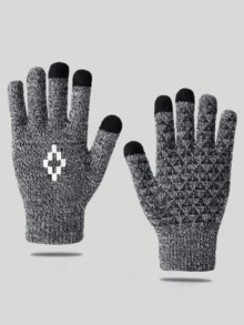 Mănuși tactile tricotate de iarnă pentru bărbați, cu model geometric, elegante și funcționale pentru activități în aer liber, mesaje text, condus - moi, respirabile și perfecte pentru vreme rece de toamnă