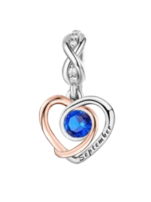 1个925纯银爱心月份吊坠，适合DIY手链，女士饰品 - 銀色 - 查看 20