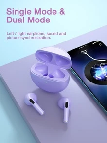 سماعات أذن لاسلكية استريو HiFi من GENAI PRO6 TWS، سماعات أذن لاسلكية مع إلغاء الضوضاء، مع ميكروفون، مقاومة للماء بمعيار IPX5، مناسبة للرياضة والنساء والفتيات، باللون البنفسجي - متعدد الألوان - مشاهدة 8