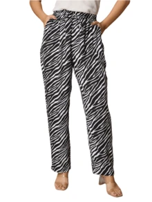 Tiger Print Animal Print Pocket Mesh Drawstring Holiday - 黑色 - 查看 4