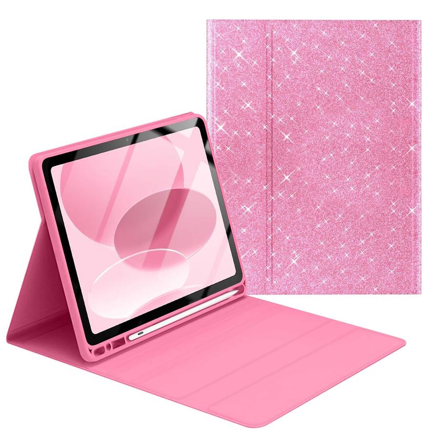 Shiny Pink Tablet Protective Case With Pen Slot, Compatible With Samsung Galaxy Tab / / SE - Pink - View 1