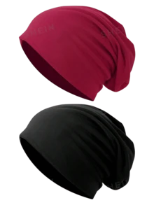 قبعة بيني ذات لون واحد مزدوجة الطبقة للنساء، متعددة الاستخدامات، متناسقة مع أي إطلالة