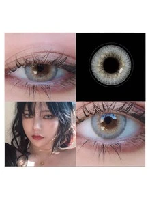 1 副北海道灰色彩色隐形眼镜，14.5 毫米一次性彩色隐形眼镜，适用于眼妆万圣节服装角色扮演 - 灰色 - 查看 2