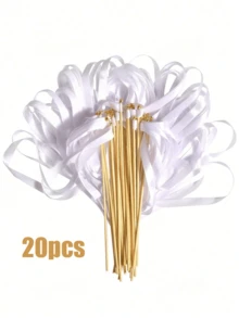 10/20 pièces Baguettes de ruban avec ruban à triple dentelle et cloche dorée, baguettes de fête. Bâtons de ruban, baguettes de fée magiques pour décorations de mariage, faveurs de fête, jeux de fête, fournitures de mariage