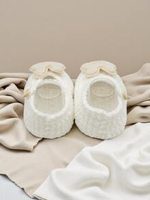 1 Pair Hand-Crocheted Infant Rabbit Socks, White Embroidered Pattern - White - View 7