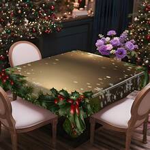 1/20pcs Christmas Tablecloth, Berry And Snowflake Pattern Print Design, Washable, Suitable For Home Kitchen, Restaurant, Party, Holiday Table Decoration, Banquet, Christmas Gift - Multicolor - View 16