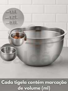 Kit 5 Stainless Steel Bowl Set Of Bowls With 5 Different Sizes 100% Stainless Steel Basin For Multipurpose Kitchen 14cm 16cm 20cm 22cm 24cm - Stainless Steel - View 5