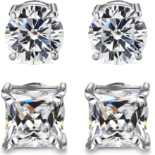 2對不費力穿戴的男女不鏽鋼磁力釘式耳環,佩戴免洞穿,無過敏反應,6mm