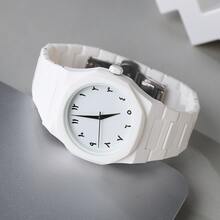 2025 New Luxury Quartz Watch For Men, Octagonal Fashionable Quartz Watch With Black Artistic Font Dial, Suitable For Daily Matching, Great Gift For Boyfriend, Valentine's Day, Friends