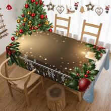 1/20pcs Christmas Tablecloth, Berry And Snowflake Pattern Print Design, Washable, Suitable For Home Kitchen, Restaurant, Party, Holiday Table Decoration, Banquet, Christmas Gift - Multicolor - View 15