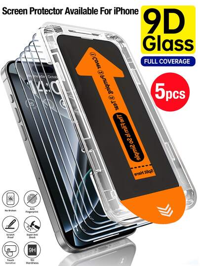 Yezodawee 5 ชิ้น ฟิล์มกันรอย, ทำความสะอาดตัวเองได้, ใช้ได้กับ iPhone 17 Pro Max, กระจกนิรภัย 9H ใสคมชัดสูง, คลุมเต็มจอ, ป้องกันรอยนิ้วมือ, ไร้ฟองอากาศ, ติดตั้งง่าย, ใช้ได้กับ iPhone 17 Pro Max/17 Air/16 Plus/16 E/16/15 Pro Max/14 Pro Max/13 Mini/12/11 Series