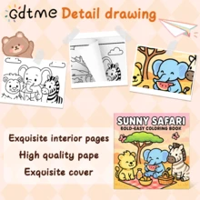 كتاب تلوين رحلة الحيوانات المشمسة - طبعة فنية سميكة ذات طبقة لؤلؤية جديدة لعام 2025، 24 صفحة، تصميم فني بسيط ونظيف لتخفيف التوتر، مقاس 7.87*7.87 بوصة، مناسب كهدية صغيرة رقيقة لمناسبات عيد الميلاد والعام الجديد والهالوين