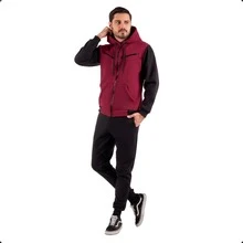Sweatshirt And Pants Set With Pocket Unisex Tracksuit Kit - 紫紅色 - 查看 4