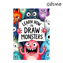 GDTME كتاب تلوين سميك A4 ذو صفحات لؤلؤية "تعلم كيفية رسم وحوش صغيرة"، صفحات نظيفة لا تنزف، كتاب تلوين للبالغين والأطفال لتخفيف التوتر، كتاب رسم وتتبع إبداعي، هدية مثالية لعيد الهالوين والكريسماس ورأس السنة للأطفال والأصدقاء (غلاف صلب)