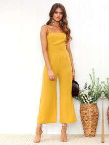Ropa de mujer nuevo temperamento sexy de verano sin mangas pantalones sólidos para mujeres - Amarillo - Ver 5