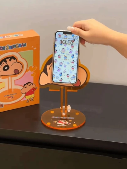 Crayon Shin-chan, Acrylic Multi-Functional Stand, Orange Playful Design, Desktop Stand, Organization Helper, Home Decor, Office Decor, Cartoon Character Display, Robust Acrylic, Phone Holder, Tablet Holder, Anime Fan Gift, Desk Accessory, Decorative-
