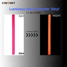 CHEONET 夜光热转印乙烯基卷材 - 30x30厘米，30x100厘米，适用于T恤、DIY服装、热压印花、工艺材料